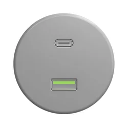 Kliklap - Retro USB utičnica A+C bez okvira siva