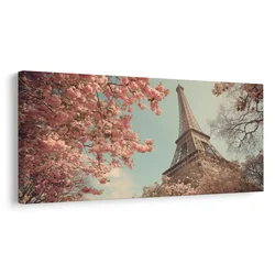 Slika pomladni Pariz z Eifflovim stolpom - 120x60