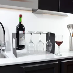 Hanah Home dekorativni metalni stalak za vino Vin Hld-3017, crni