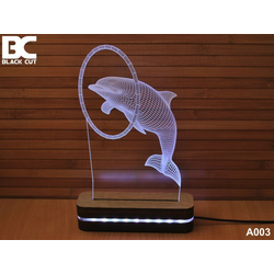 Black Cut 3D Lampa sa 9 različitih boja i daljinskim upravljačem - Delfin ( A003 )