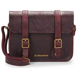 Dr. Martens 7IN/18CM SATCHEL CHERRY RED CRAZY HORSE FLORAL EMBOSS Bordo
