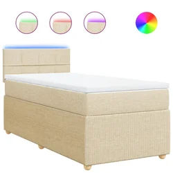 Vidaxl Box spring postelja z vzmetnico krem 90x200 cm blago