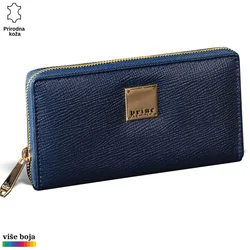 Princ Leather Ženski kožni novčanik Zip Luxury, Teget