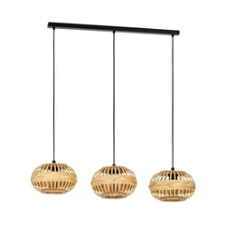 EGLO Viseća lampa AMSFIELD 1 3xE27 96 cm bambus/crna na šipki 43863