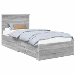 Vidaxl Konstrukcija postelje Siva Sonoma 90 x 200 cm Konstruiran les