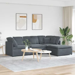 Modularna sofa s podnožjem i jastucima, baršunasta tamno siva