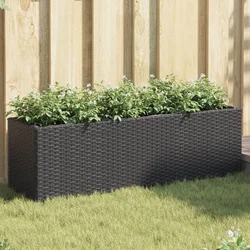 Vrtne sadilice s 3 posude 2 kom crne 90 x 20 x 40 cm poliratan