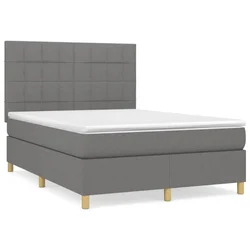 Vidaxl Box spring posteljni z vzmetnico temno siv 140x190 cm blago