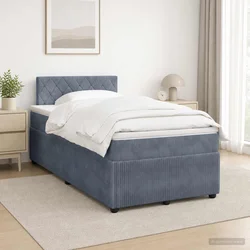 vidaXL Postelja boxspring z vzmetnico Temno siva 120 x 200 cm Žamet