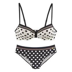 LASCANA Bikini temno rumena/črna/bela