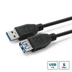 USB 3.2 Gen 1 A-A 3m M-F, črn