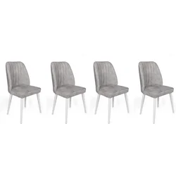 Hanah Home Set 4 trpezarijske stolice Alfa Sivo-Beli