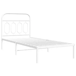 Vidaxl Kovinski posteljni okvir z vzglavjem bel 80x200 cm