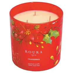 Roura 333501.224 Sveča Cranberries - Aroma 3 v 1, 3 stenji