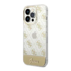 Maska Guess PC/ TPU Peony Glitter Script Logo za iPhone 14 Pro, Zlatna