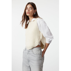 Trendyol Stone Buttoned Knitwear Sweater