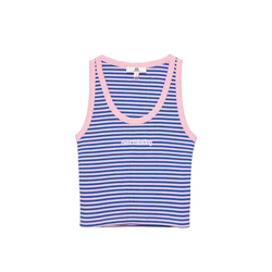 Pull&Bear Top PACIFIC modra / roza / bela