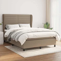 Greatstore Box spring postelja z vzmetnico taupe 140x200 cm blago