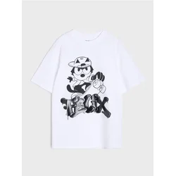 Sinsay - Pamučna oversize majica s printom Felix the Cat - belo