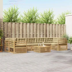 Set vanjskih sofa 8 pcs Bijela i bež Čvrsto drvo akacije