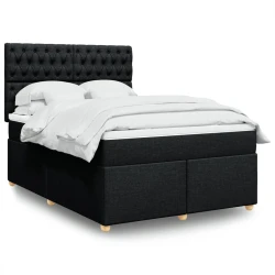 vidaXL Box spring postelja z vzmetnico črna 140x200 cm blago