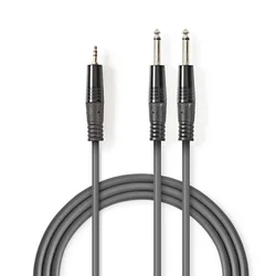 COTH23200GY15, Stereo audio kabl, 2x 6,35 mm muški, 3,5 mm muški, Niklovani, 1,50 m, Okrugli, sivi
