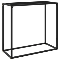 Konzolni stol crni 80 x 35 x 75 cm od kaljenog stakla