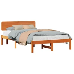 Vidaxl Konstrukcija postelje z vzglavjem Voskast rjav 135 x 190 cm