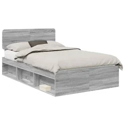Vidaxl Konstrukcija postelje z vzglavjem Siva Sonoma 120 x 190 cm