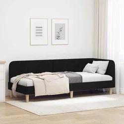 Vidaxl Kotna postelja z vzglavjem Črna 80 x 200 cm blago