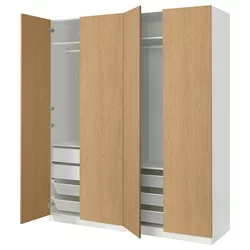 PAX / STORKLINTA Kombinacija garderobera, bela/im. hrastovine, 200x66x236 cm
