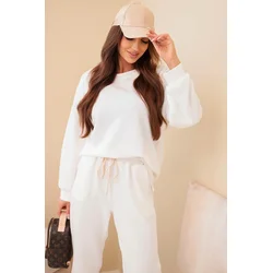 Kesi Włoski Set sweatshirt + pants buttery fabric white