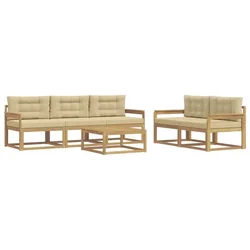 Set vanjskih sofa s jastukom 6 pcs Bijela i bež
