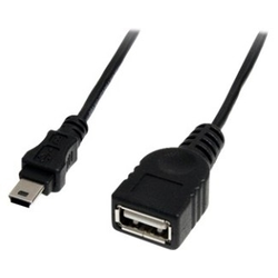 Kabl USB OTG (USB A - USB Mini-B F/M) crni