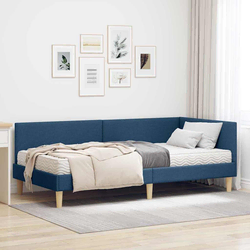 Kutni krevetni okvir s madracem Ostalo 2 pcs Plava tkanina