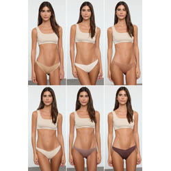 Trendyol Brown-Multicolored 6-Pack Micro Brazilian Knitted Panties