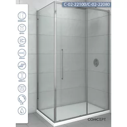 CONCEPT Tuš kabina Devon, Providno staklo 6mm, Srebrni ram, 100x80x200cm