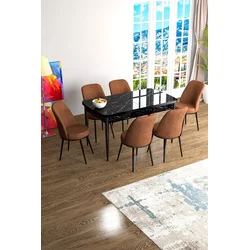Hanah Home Set Trpezarijski sto i 6 stolica Han, Terakota