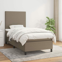 Greatstore Box spring postelja z vzmetnico taupe 90x190 cm blago