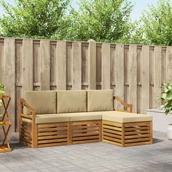 Set vanjskih sofa s jastukom 4 pcs Prirodna i bež