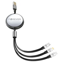 Forever 3u1 kabal (USB-Lightning)+(2x USB-C) 1,2m 100W crni ( 21306 )