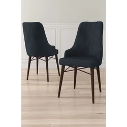 Hanah Home set trpezarijskih stolica Neta 8 kom, antracit tkanina Babyface, drvene noge boje oraha