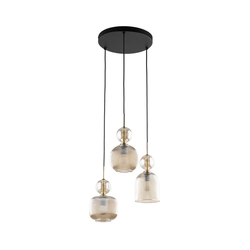 Luster na sajli SOPHIA 3xE14/10W/230V crna/zadimljeno bež