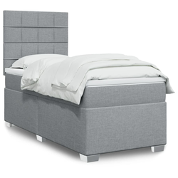 VIDAXL Box spring postelja z vzmetnico svetlo siv 100x200 cm blago