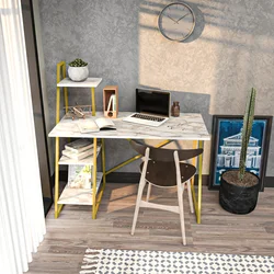 Hanah home Radni sto 120x120x60?cm Belo-Zlatni