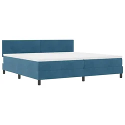 Vidaxl LED Box Spring Postelja Temno modra 200 x 200 cm Žamet
