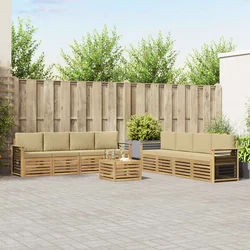 Setovi sofa s jastukom 9 pcs Bijela i bež Poliester