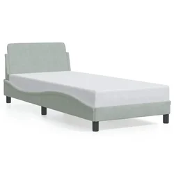 Vidaxl Posteljni okvir Dover svetlo siv 90x190 cm žamet