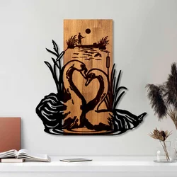 Wallity Zidna dekoracija Swan Lake, 57 x 58 x 3 cm, Smeđa