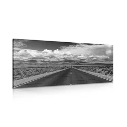 Slika črnobela cesta v puščavi - 140x70